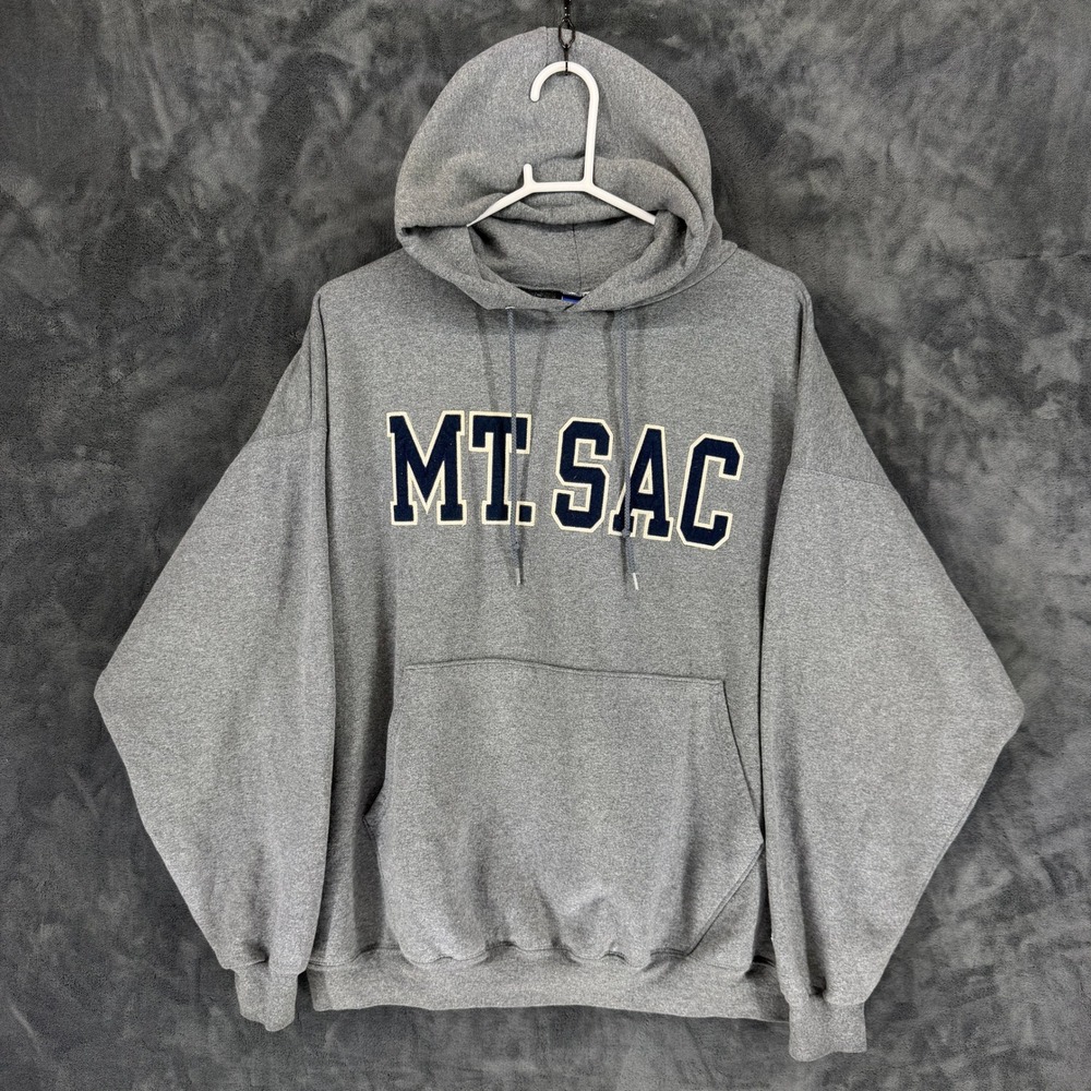 Champion MT. SAC Pullover Hoodie Mens XXL‎ Gray Collegiate Fleece Sweatshirt